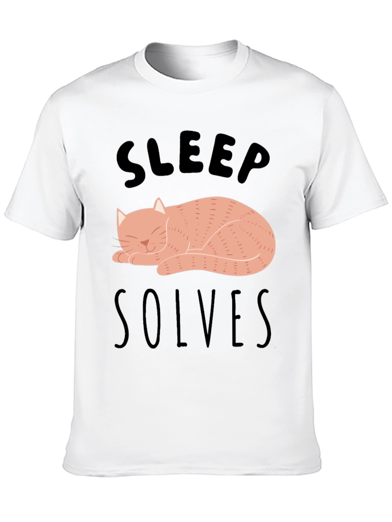Sleep Solves Everything Cat Graphic T-Shirt