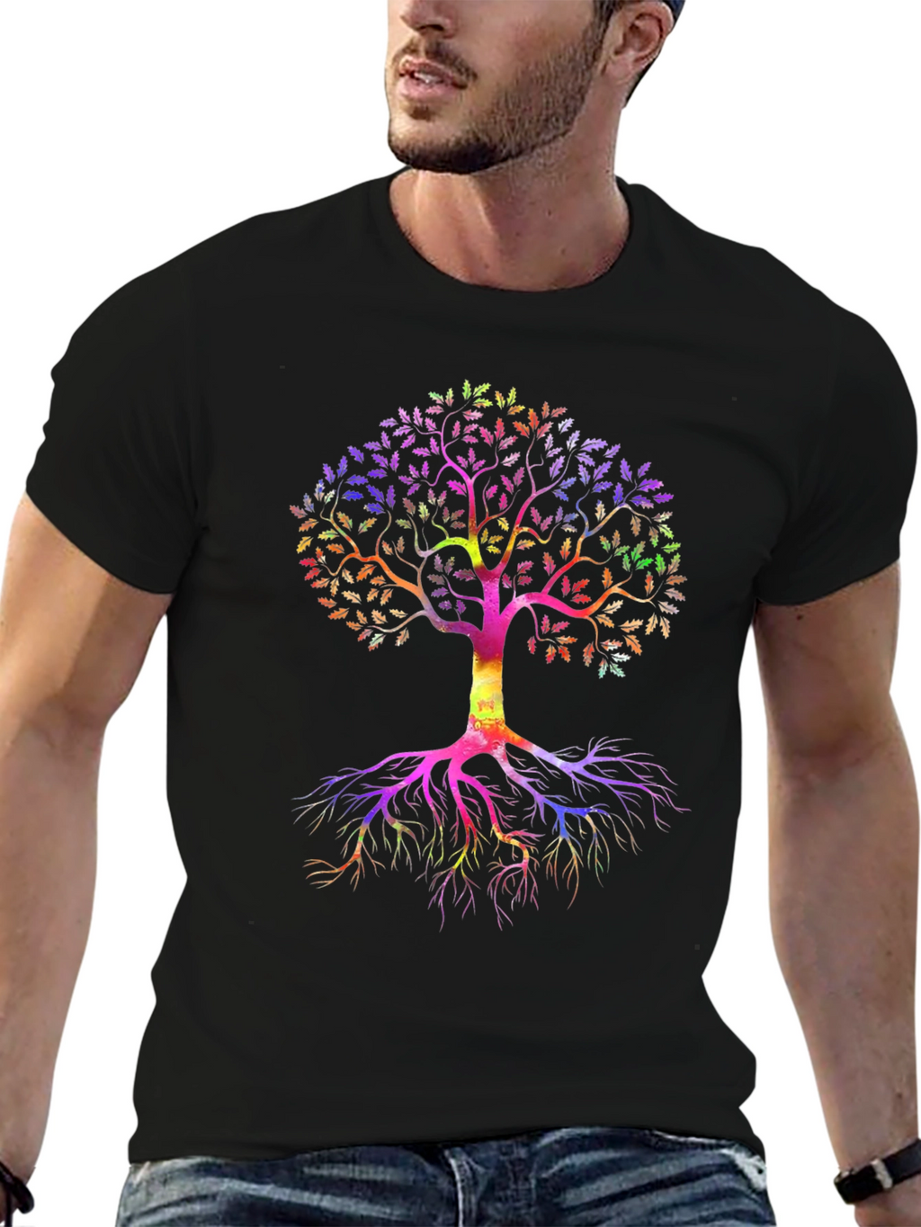 Rainbow Tree of Life Black T-Shirt