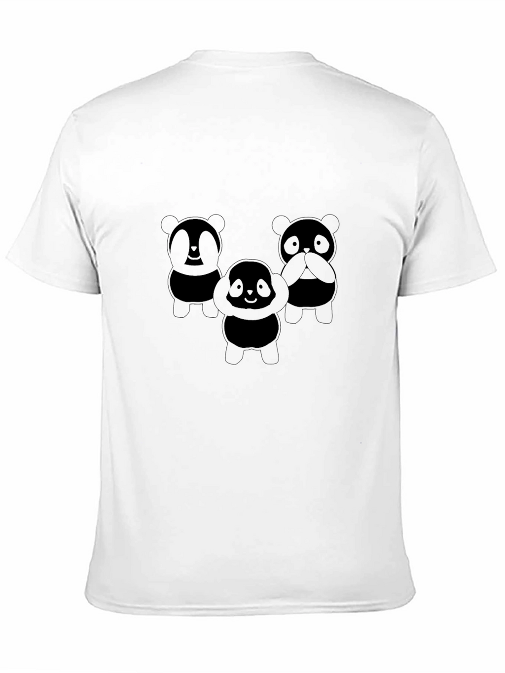Cute Panda Trio Black T-Shirt