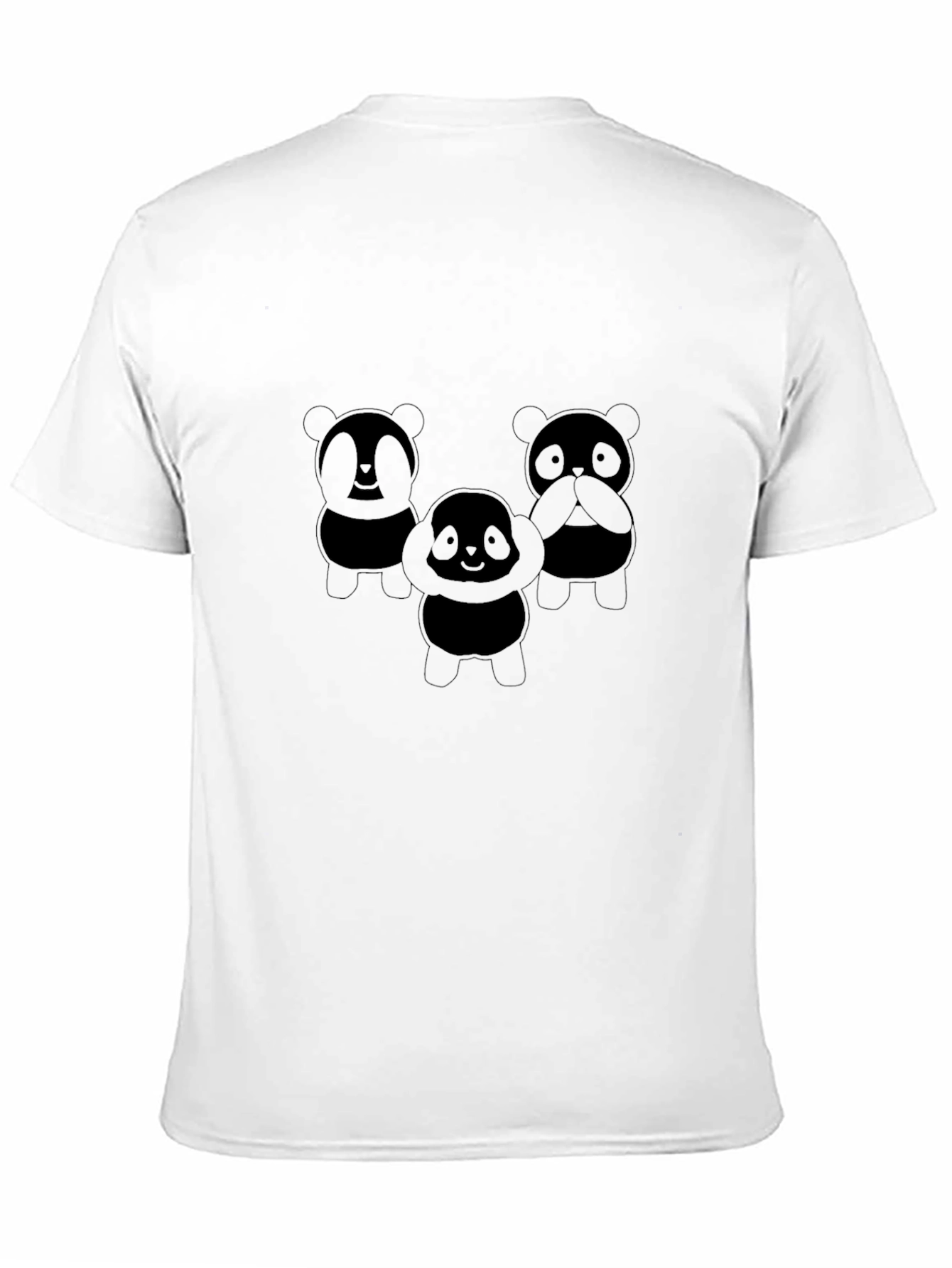 Cute Panda Trio Black T-Shirt