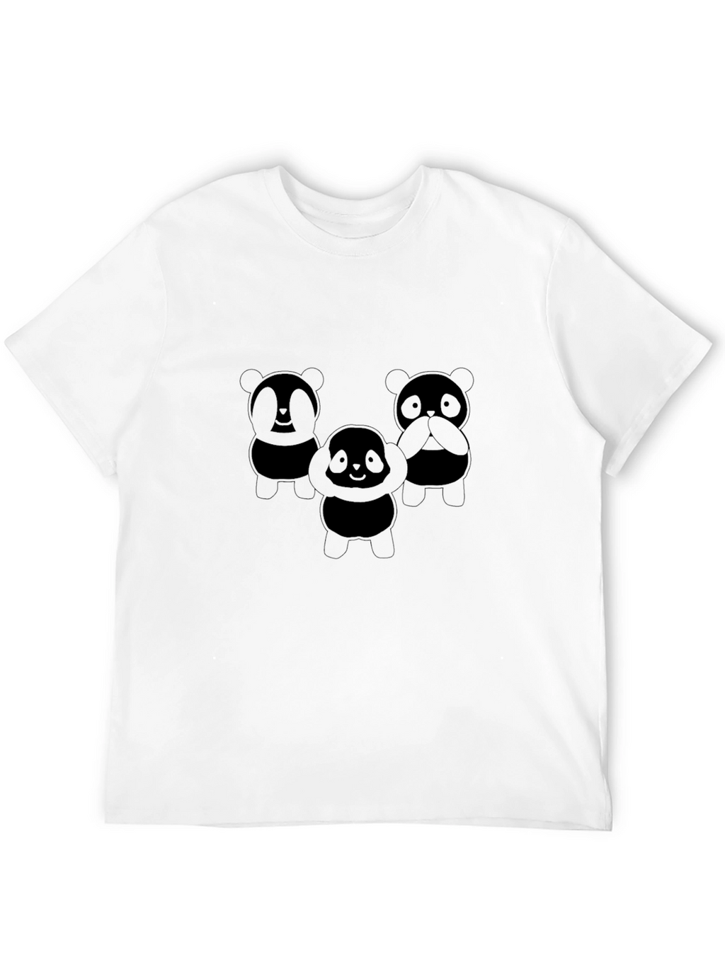 Cute Panda Trio Black T-Shirt