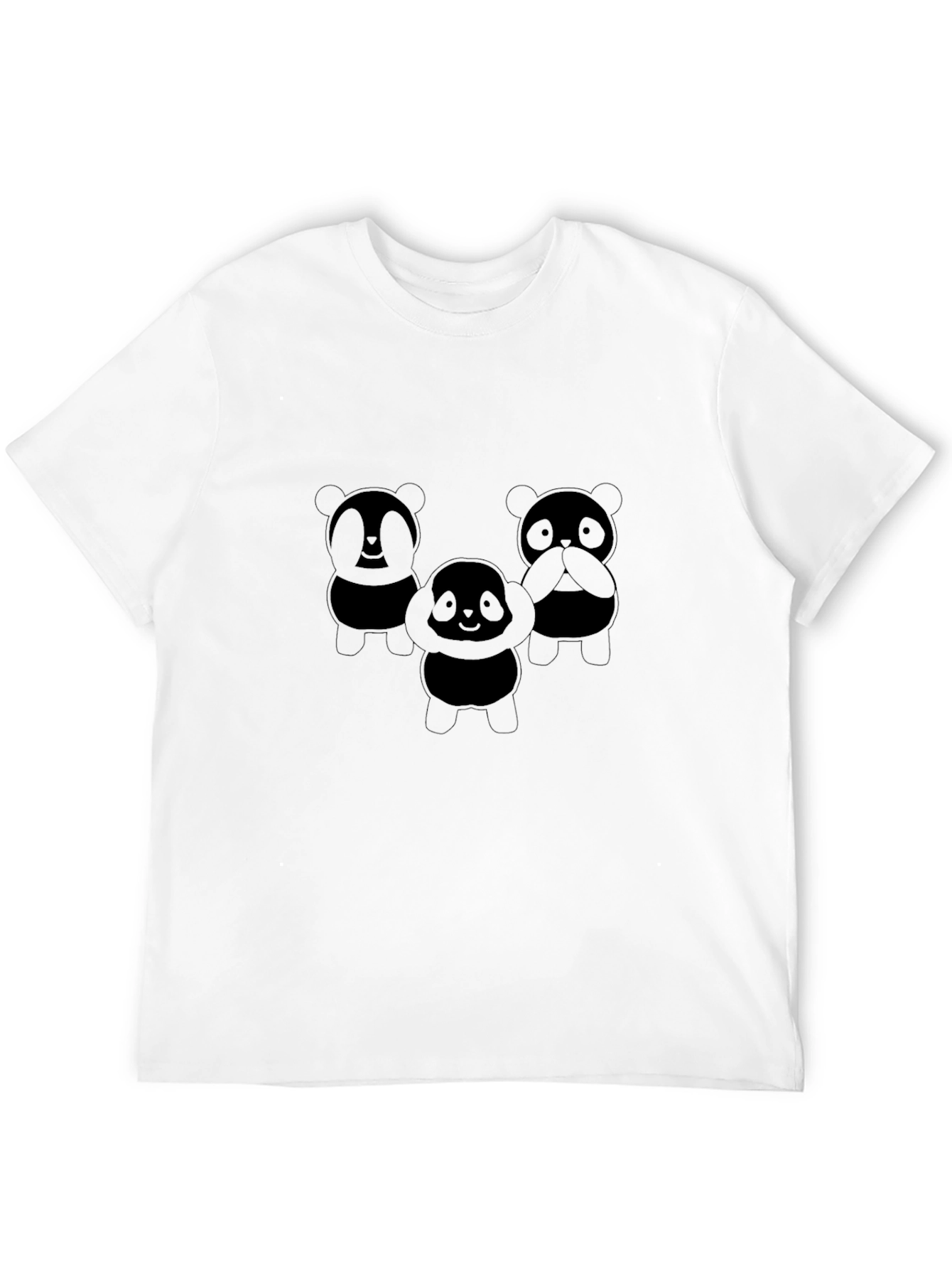 Cute Panda Trio Black T-Shirt