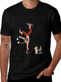 Unique Cartoon Graphic Black T-Shirt