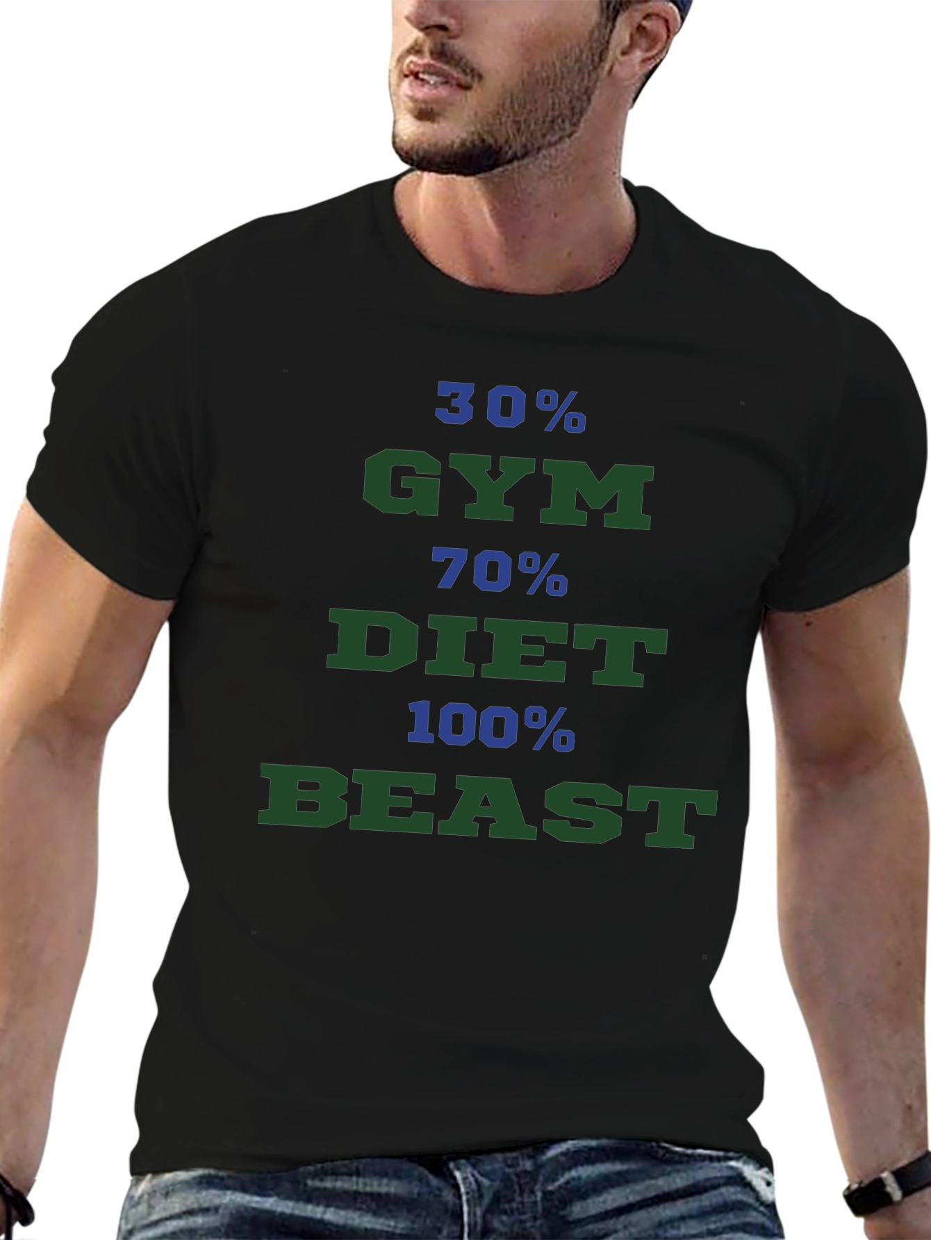 Gym Diet Beast Mode Graphic Tee - Black T-Shirt