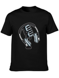 Podcast Microphone & Headphone Graphic Tee