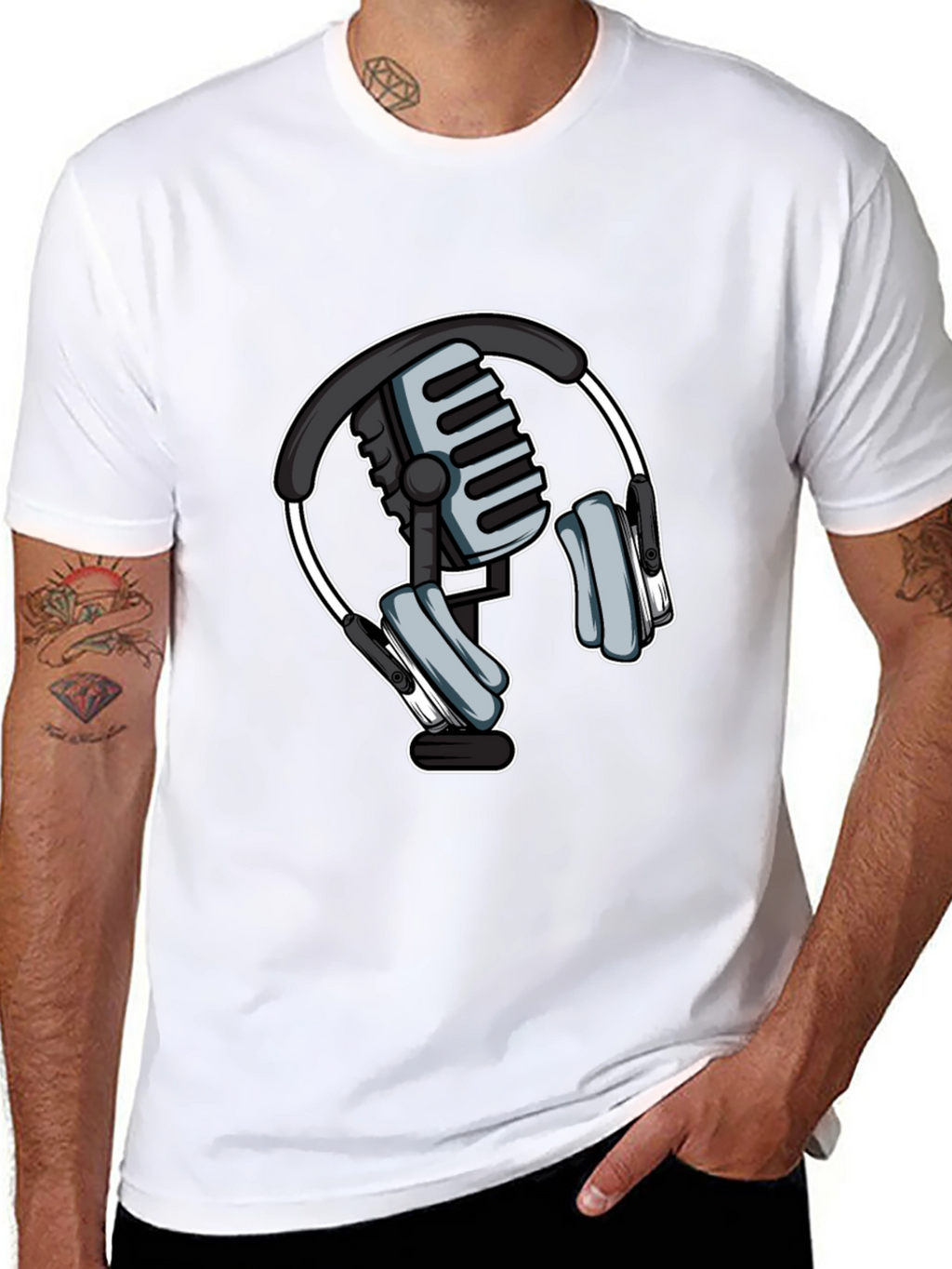 Podcast Microphone & Headphone Graphic Tee