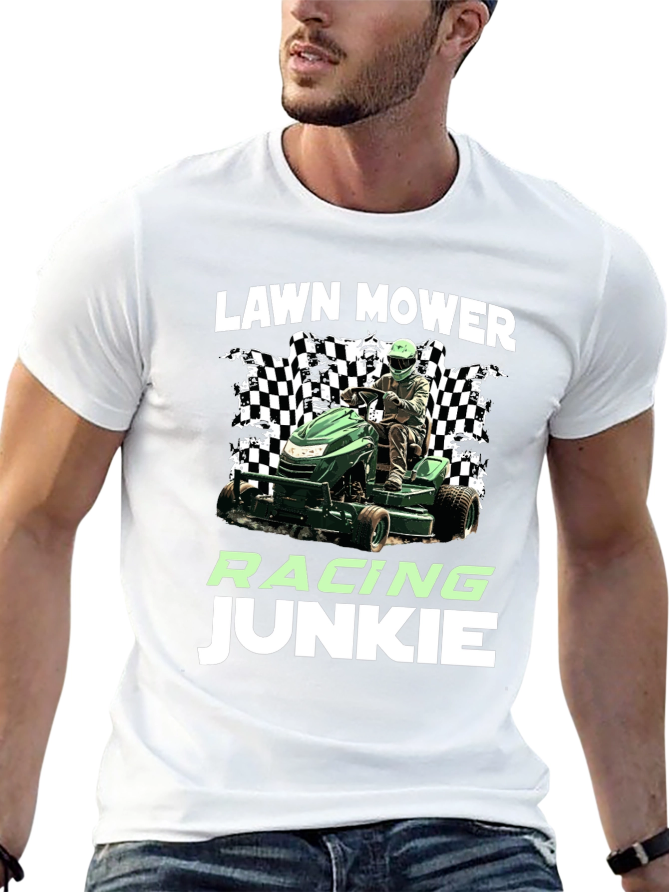 Lawn Mower Racing Junkie Black T-Shirt