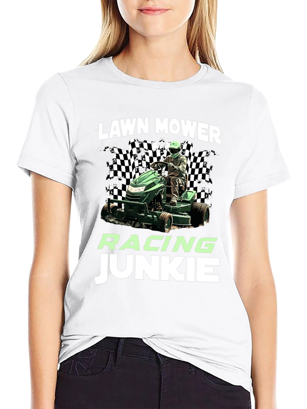 Lawn Mower Racing Junkie Black T-Shirt