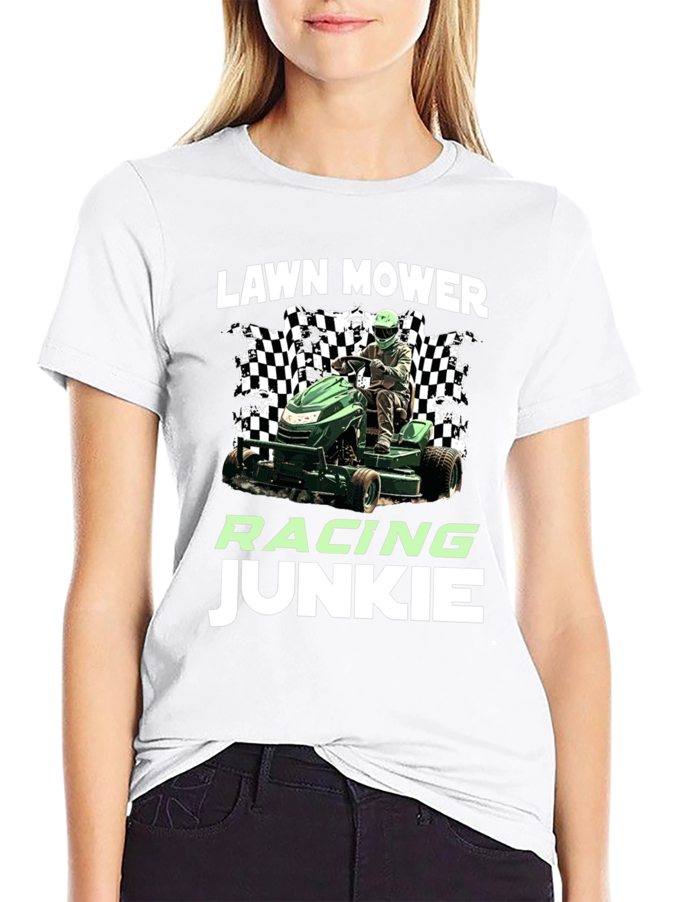 Lawn Mower Racing Junkie Black T-Shirt