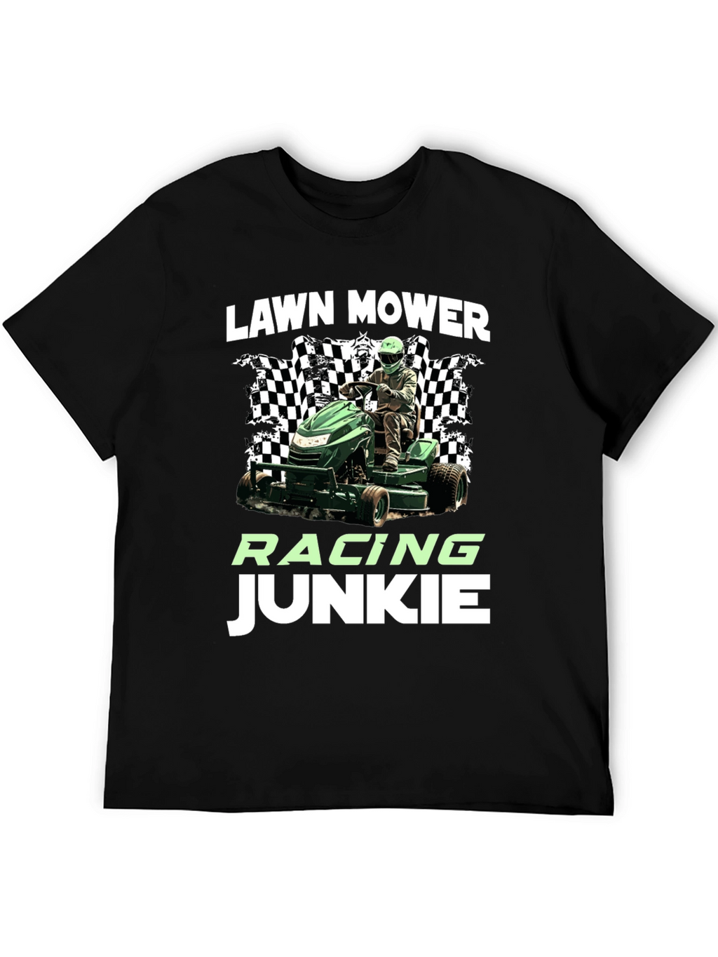 Lawn Mower Racing Junkie Black T-Shirt