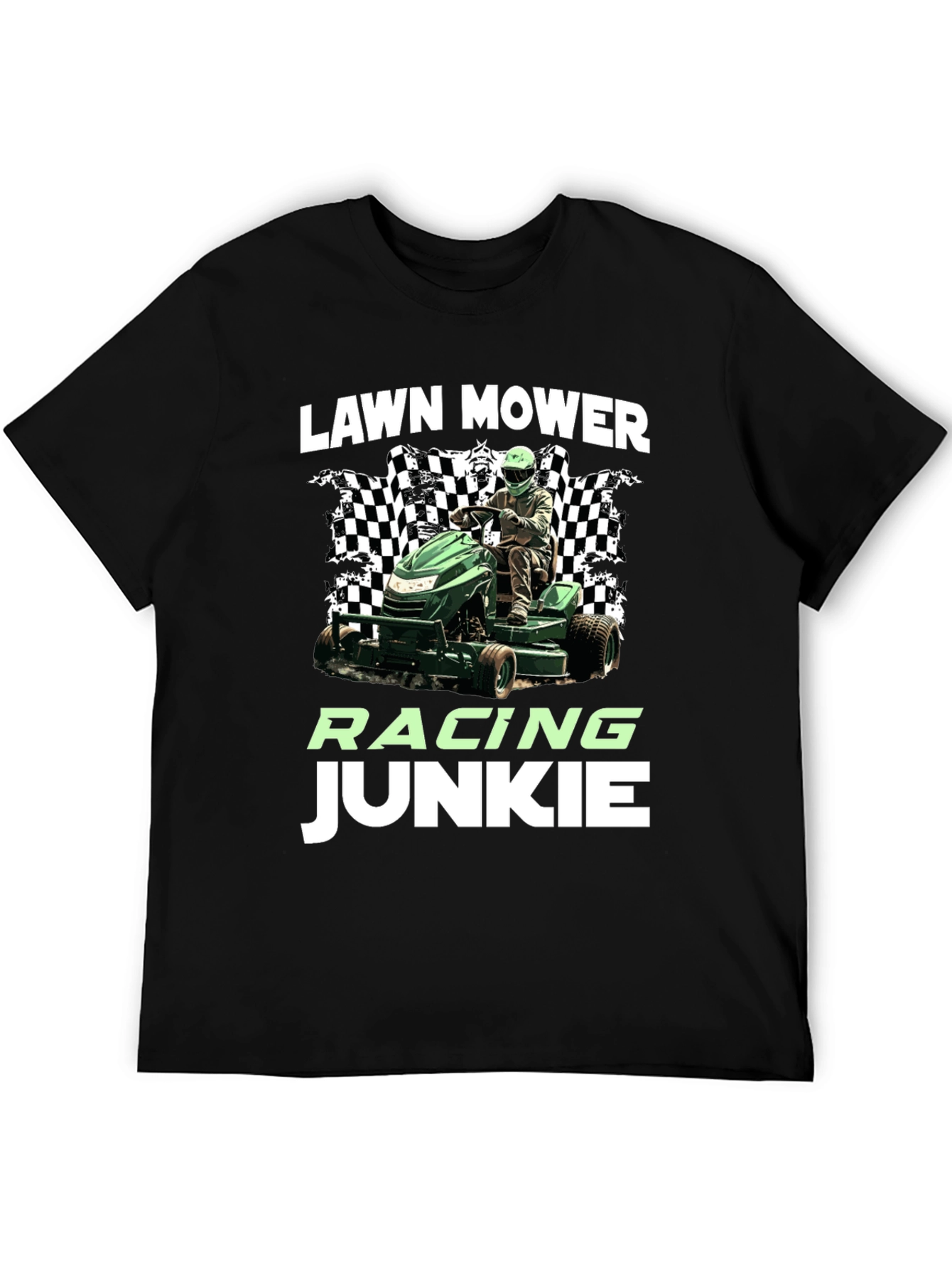 Lawn Mower Racing Junkie Black T-Shirt