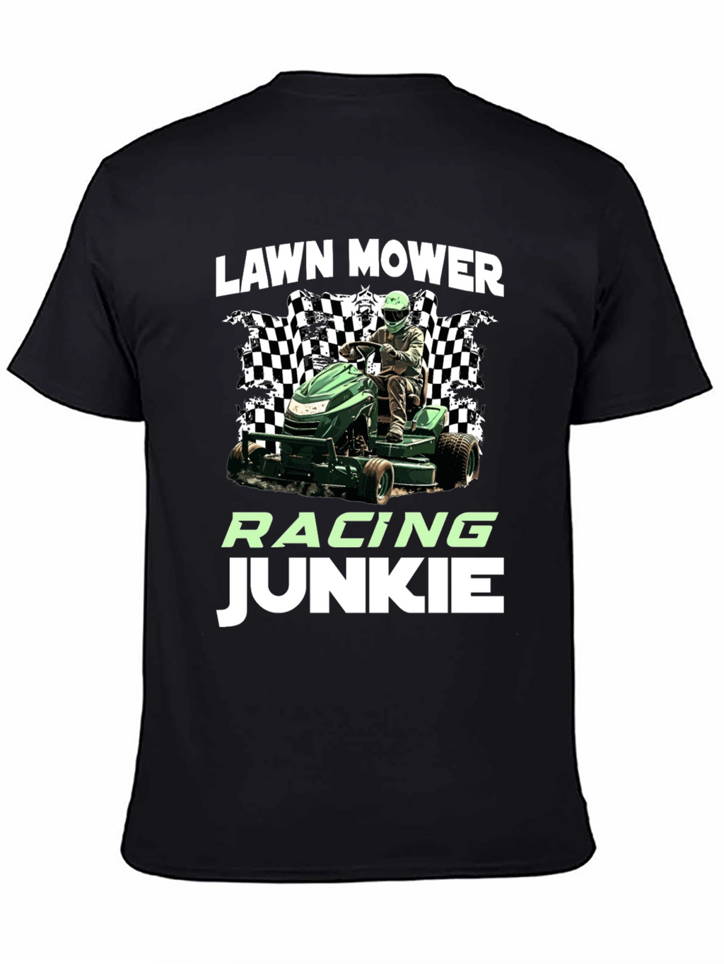 Lawn Mower Racing Junkie Black T-Shirt