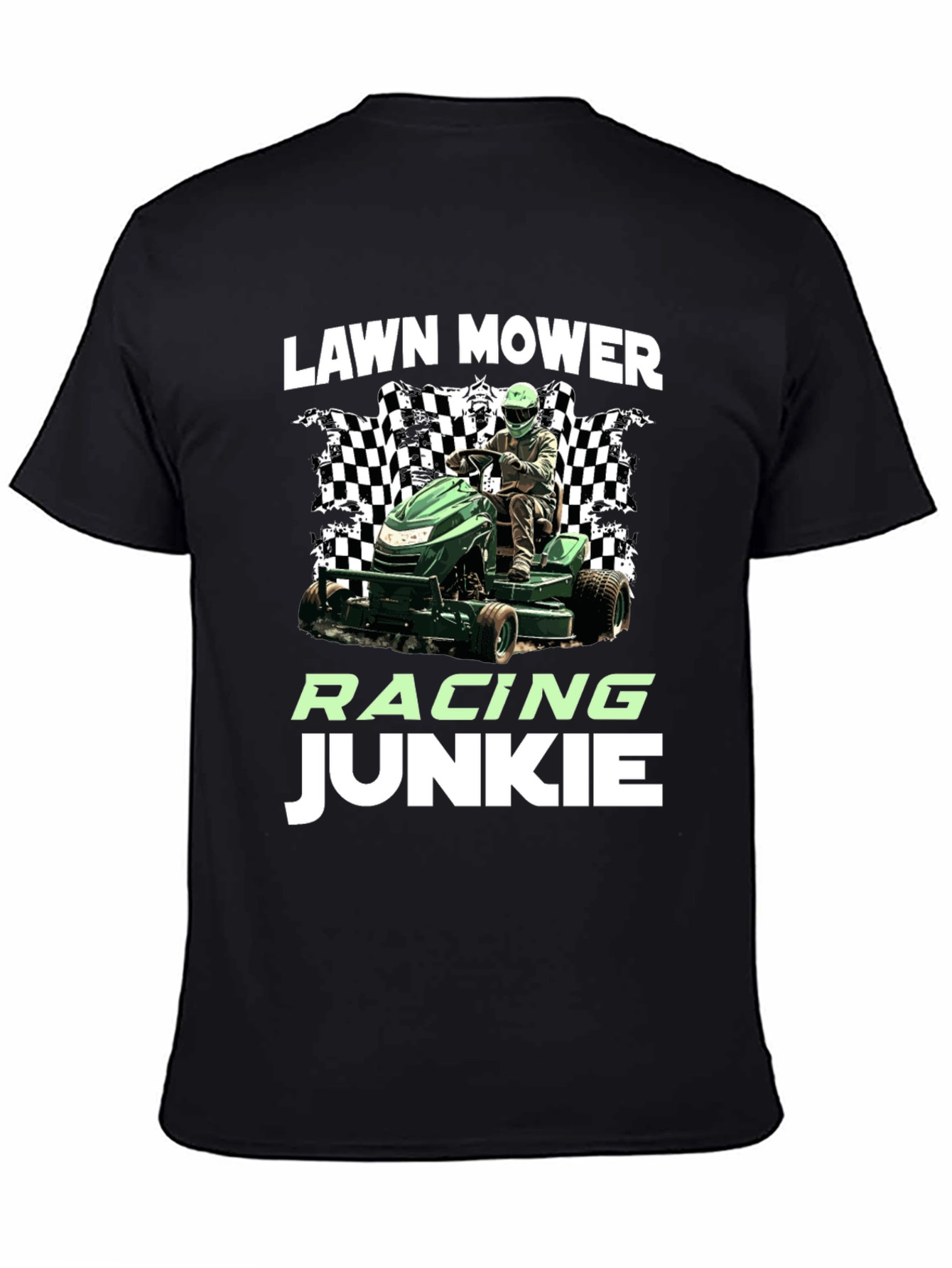 Lawn Mower Racing Junkie Black T-Shirt