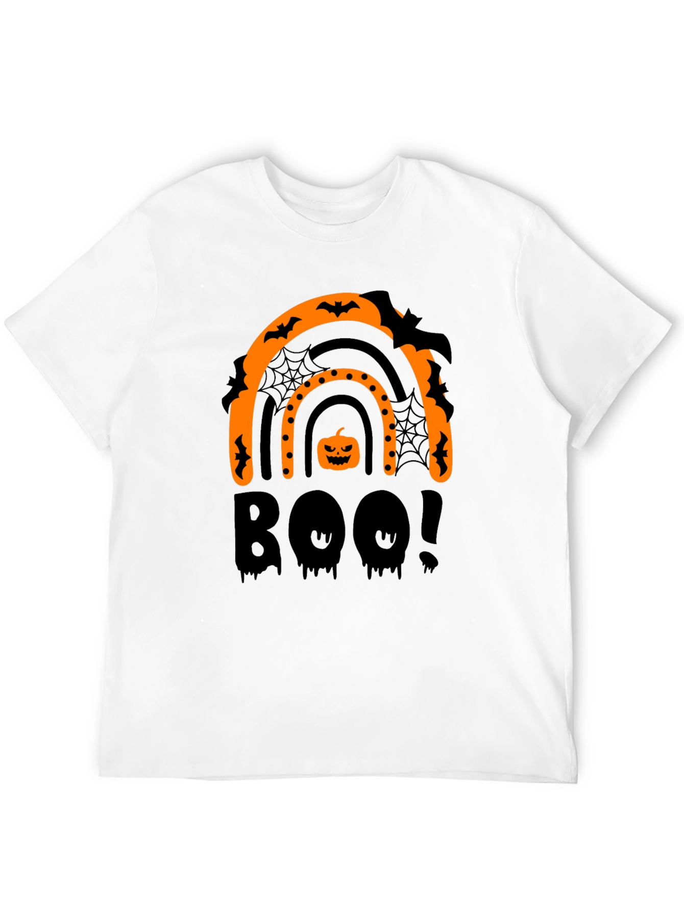 Halloween Boo Rainbow Black T-Shirt