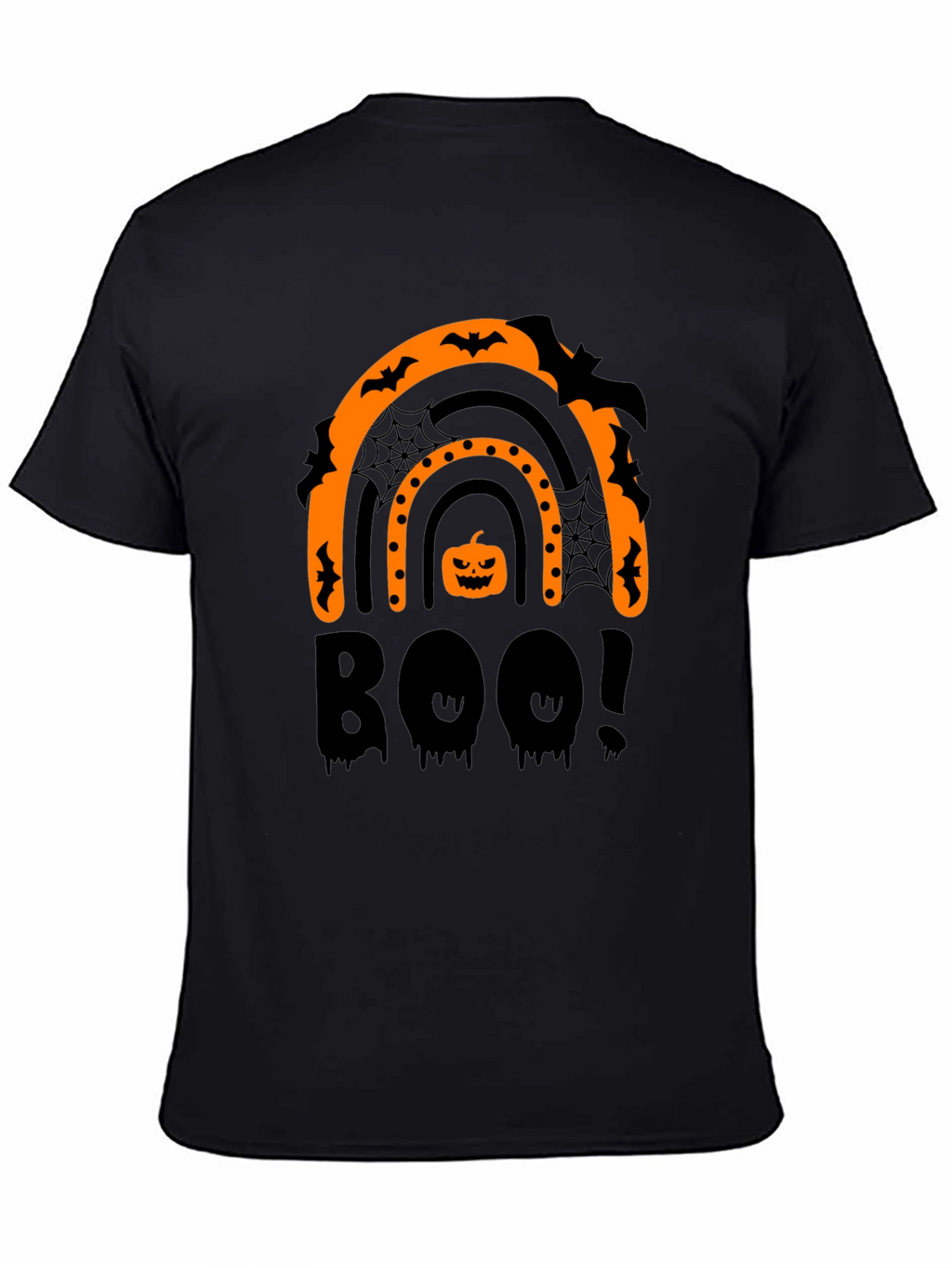Halloween Boo Rainbow Black T-Shirt