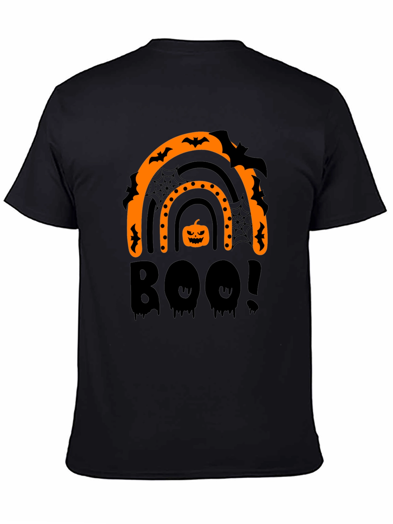 Halloween Boo Rainbow Black T-Shirt