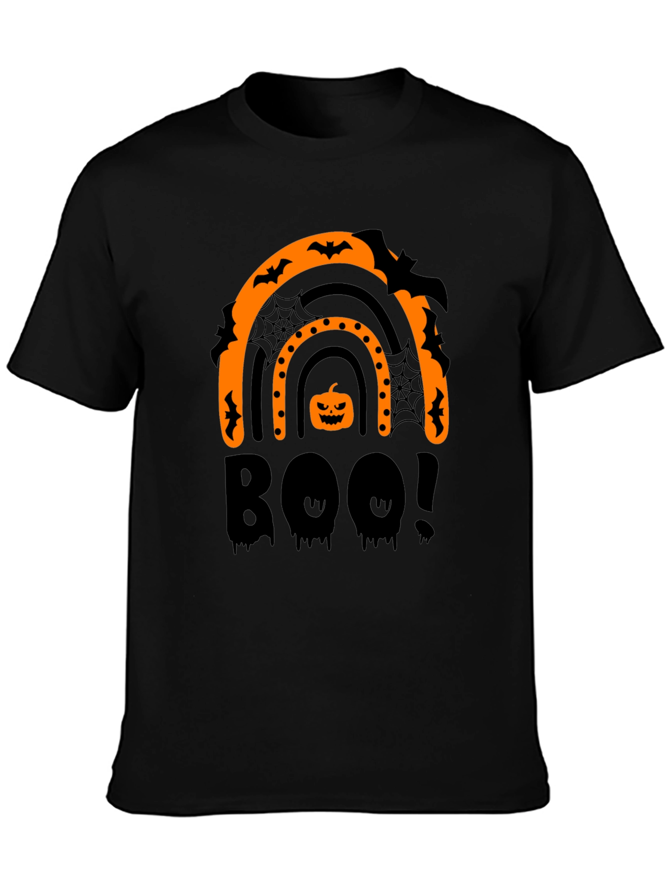 Halloween Boo Rainbow Black T-Shirt