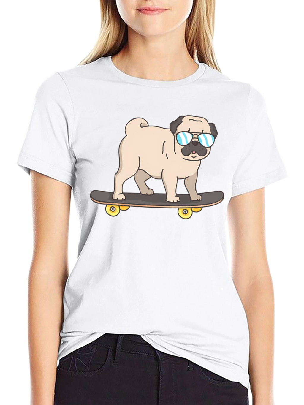 Pug Skateboarder Graphic T-Shirt