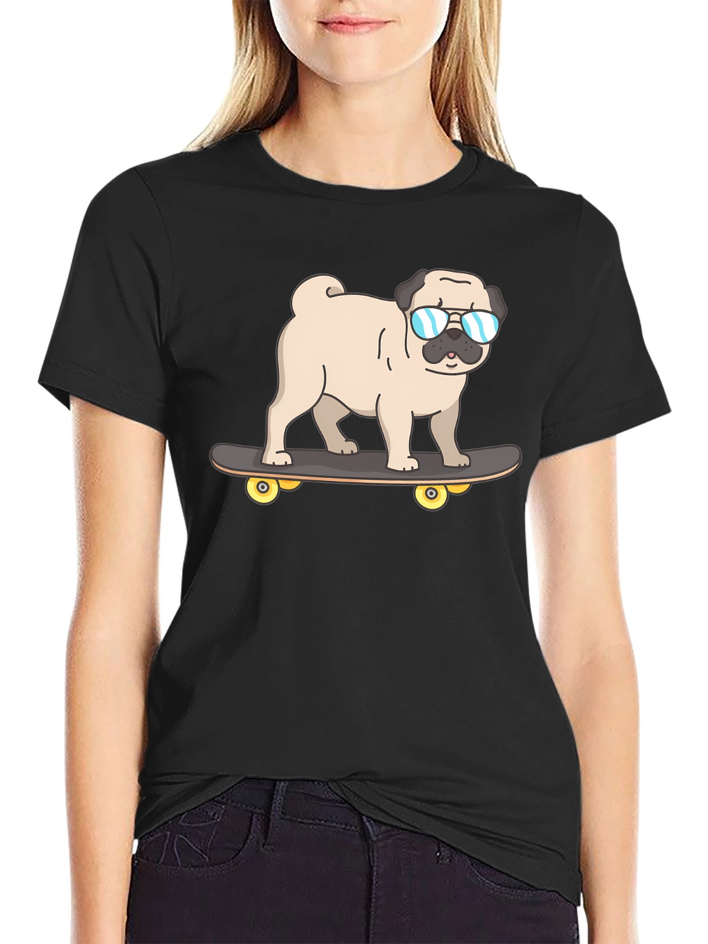 Pug Skateboarder Graphic T-Shirt