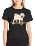Pug Skateboarder Graphic T-Shirt