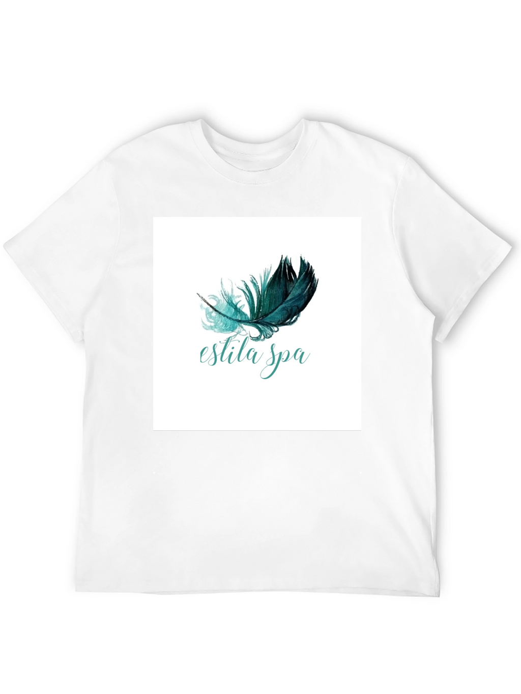 Estila Spa Black T-Shirt Feather Graphic