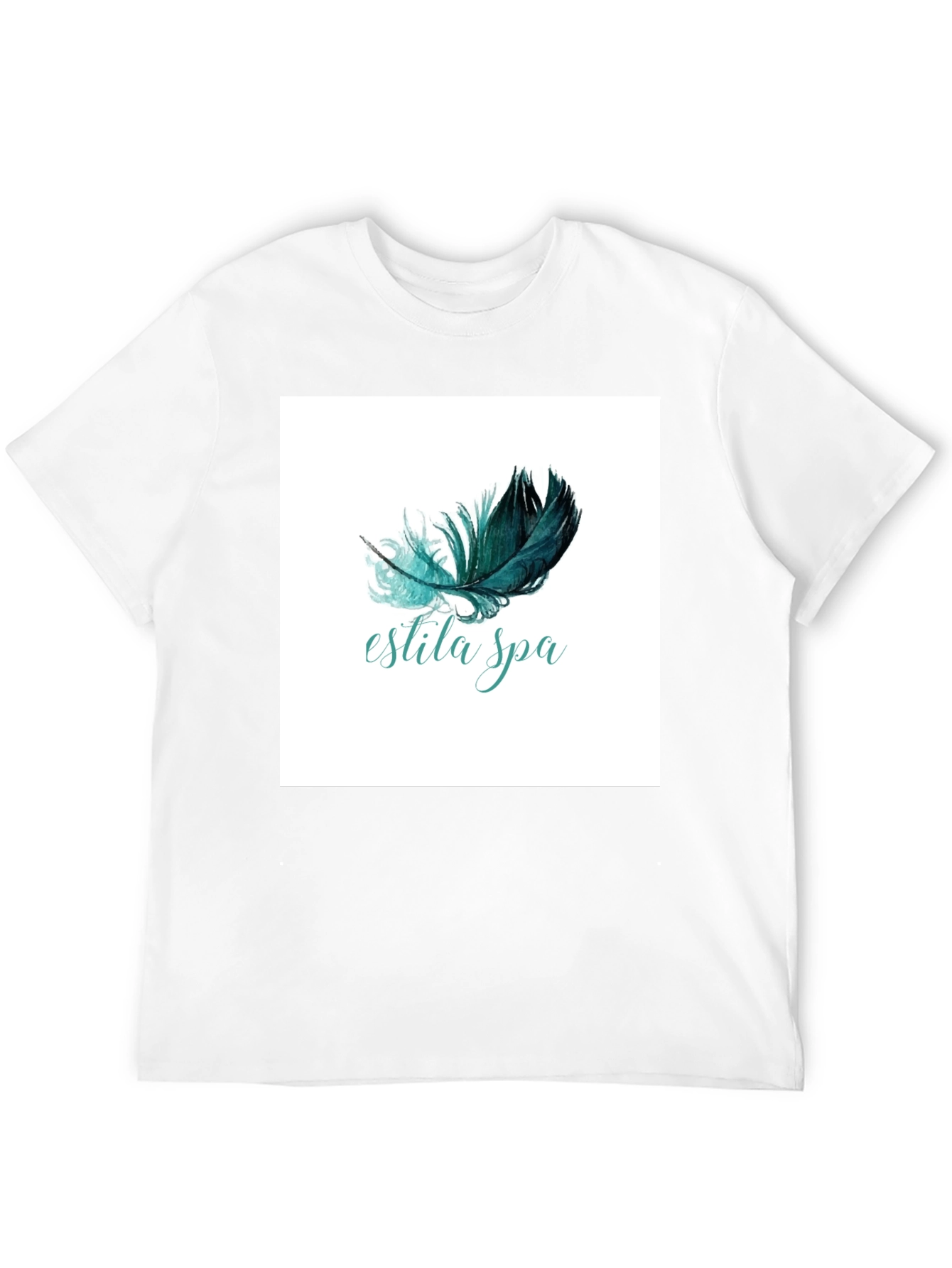 Estila Spa Black T-Shirt Feather Graphic
