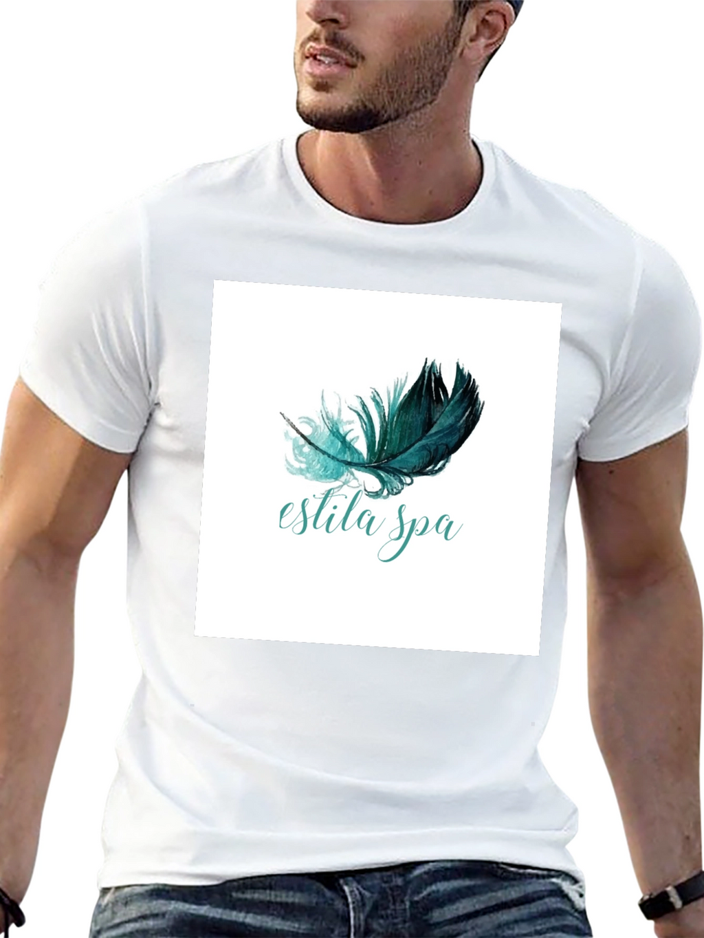 Estila Spa Black T-Shirt Feather Graphic