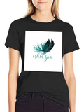 Estila Spa Black T-Shirt Feather Graphic