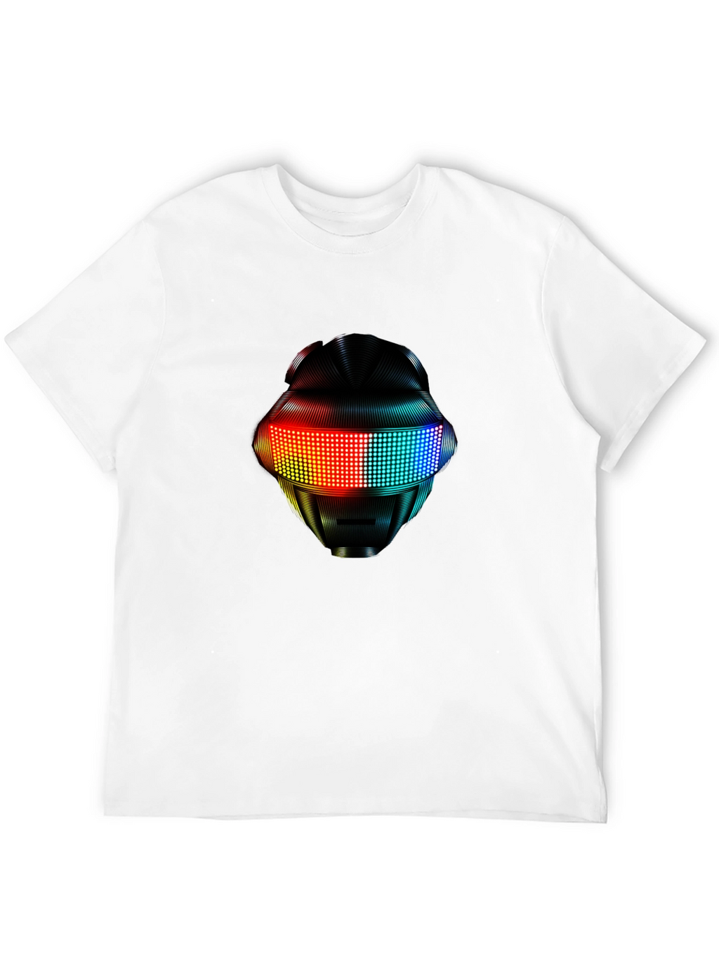 LED Robot Head Graphic Black T-Shirt