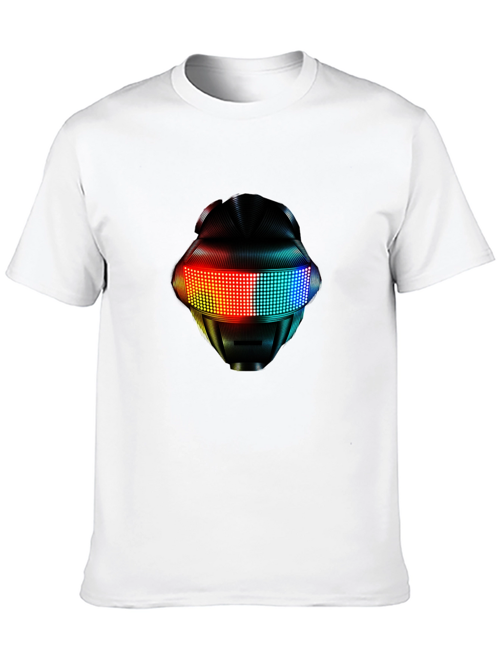 LED Robot Head Graphic Black T-Shirt