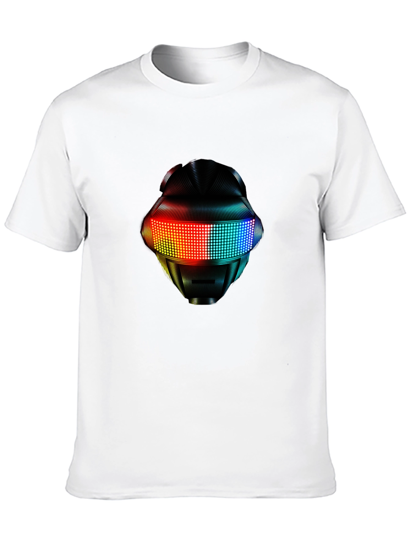 LED Robot Head Graphic Black T-Shirt