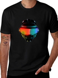 LED Robot Head Graphic Black T-Shirt