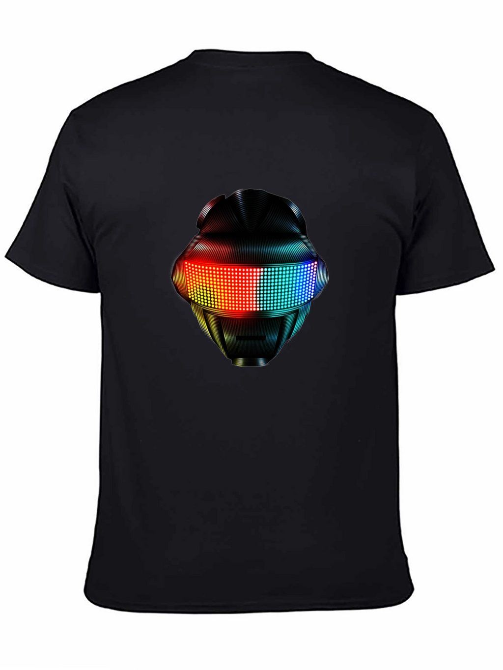 LED Robot Head Graphic Black T-Shirt