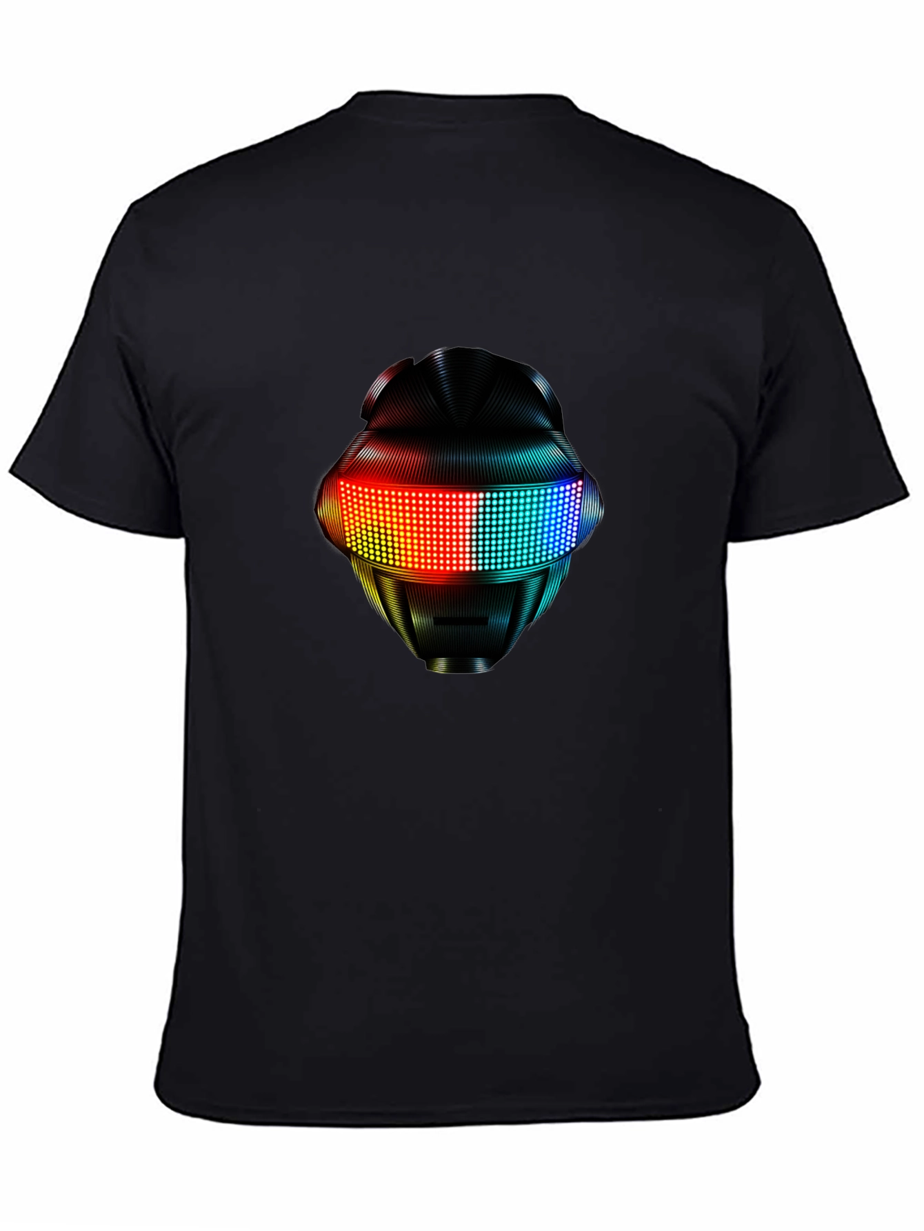 LED Robot Head Graphic Black T-Shirt