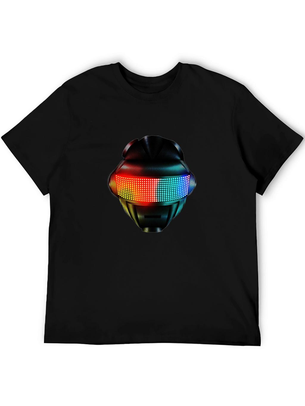 LED Robot Head Graphic Black T-Shirt