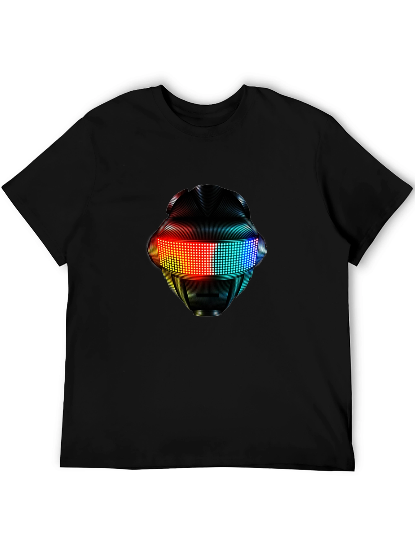 LED Robot Head Graphic Black T-Shirt