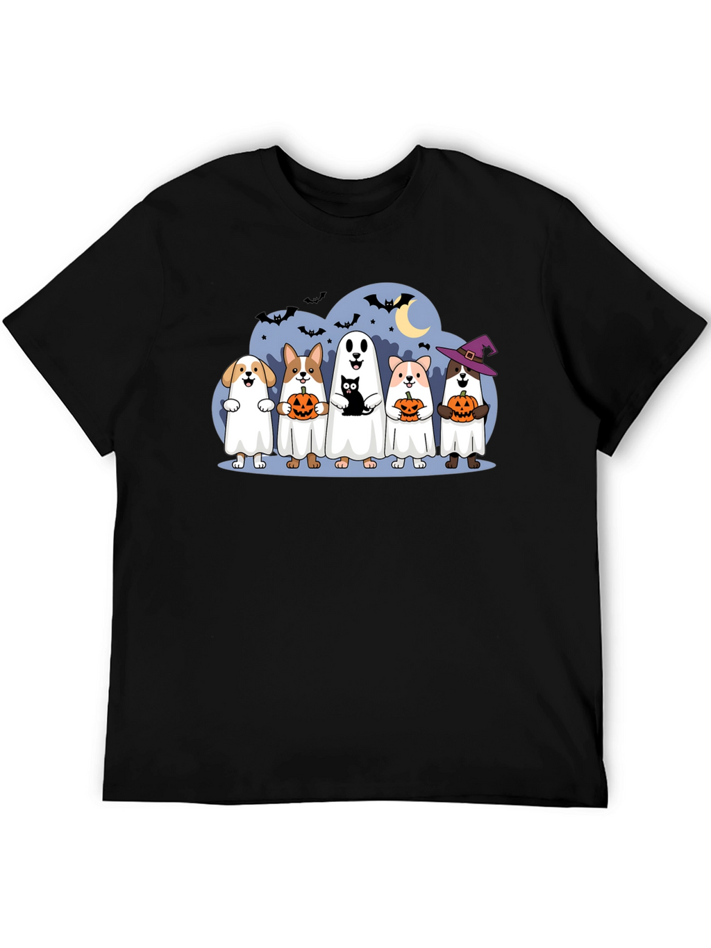 Halloween Dogs & Cat Ghost Costume T-Shirt