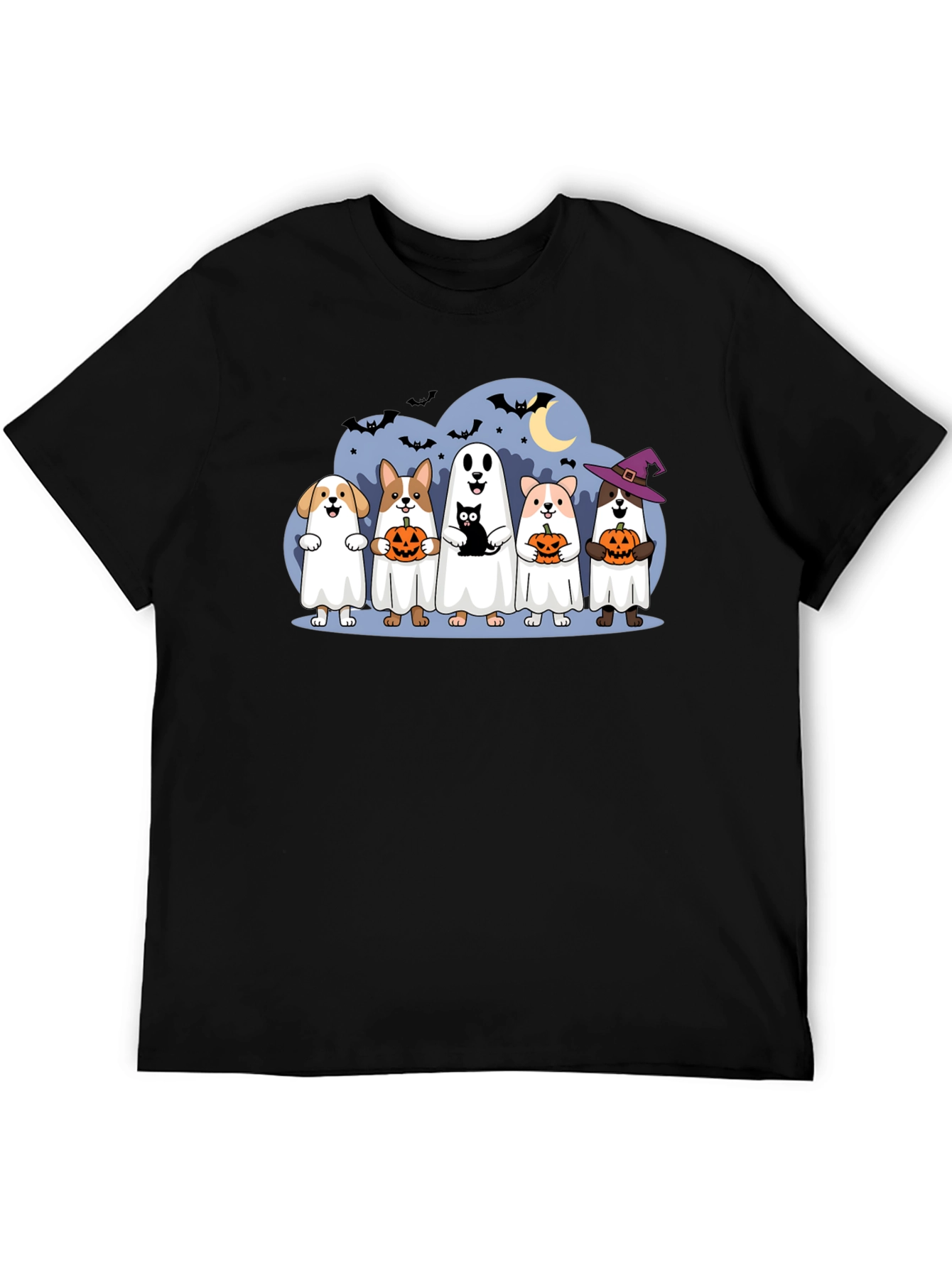 Halloween Dogs & Cat Ghost Costume T-Shirt