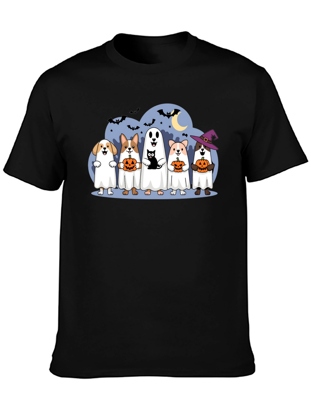 Halloween Dogs & Cat Ghost Costume T-Shirt