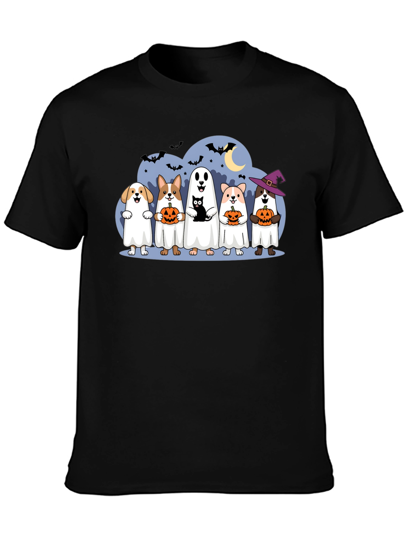 Halloween Dogs & Cat Ghost Costume T-Shirt