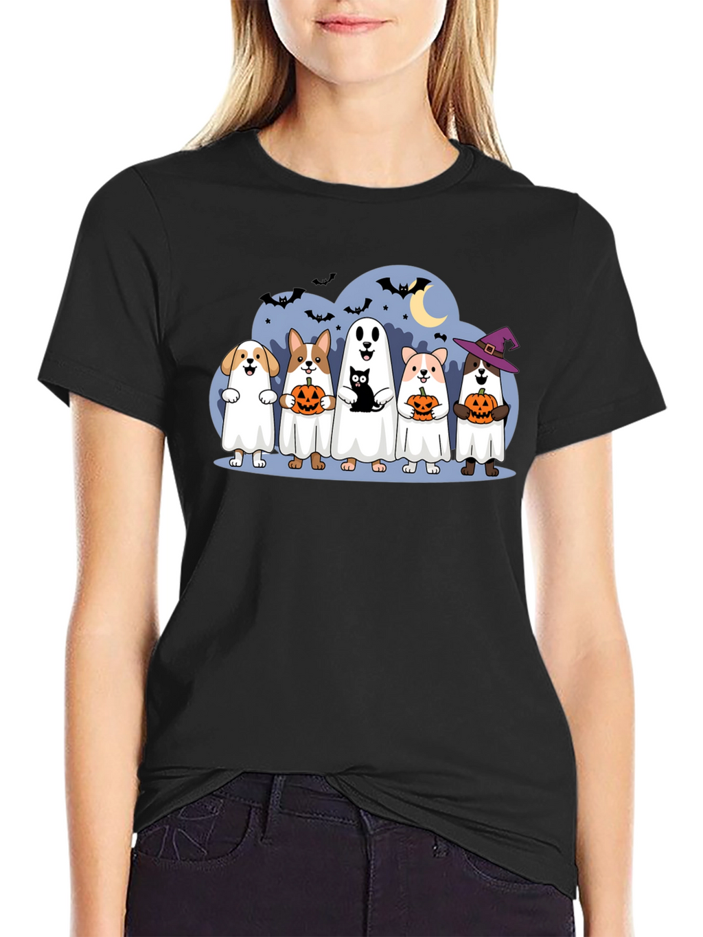 Halloween Dogs & Cat Ghost Costume T-Shirt