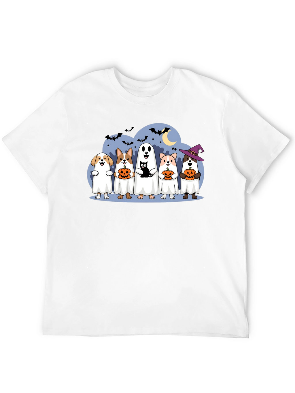 Halloween Dogs & Cat Ghost Costume T-Shirt