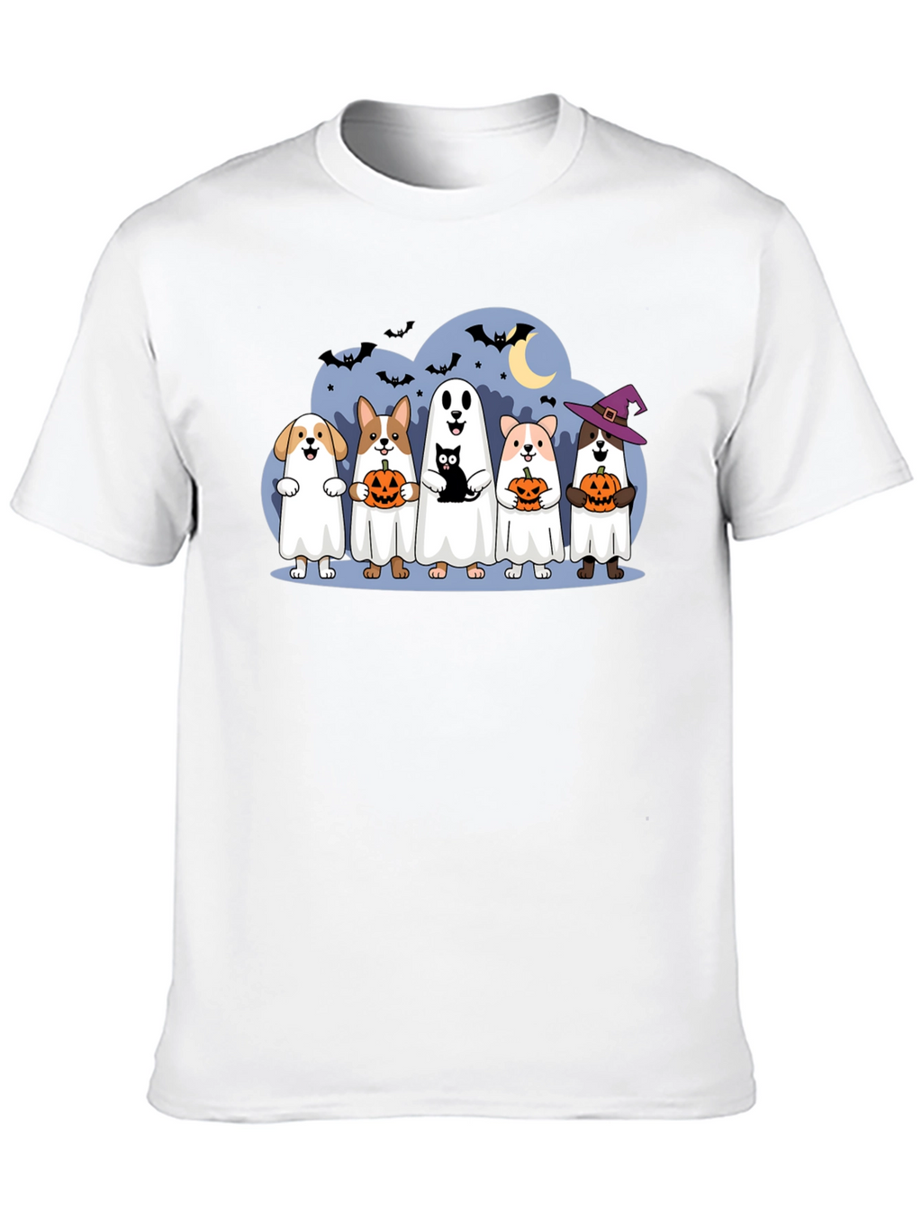 Halloween Dogs & Cat Ghost Costume T-Shirt