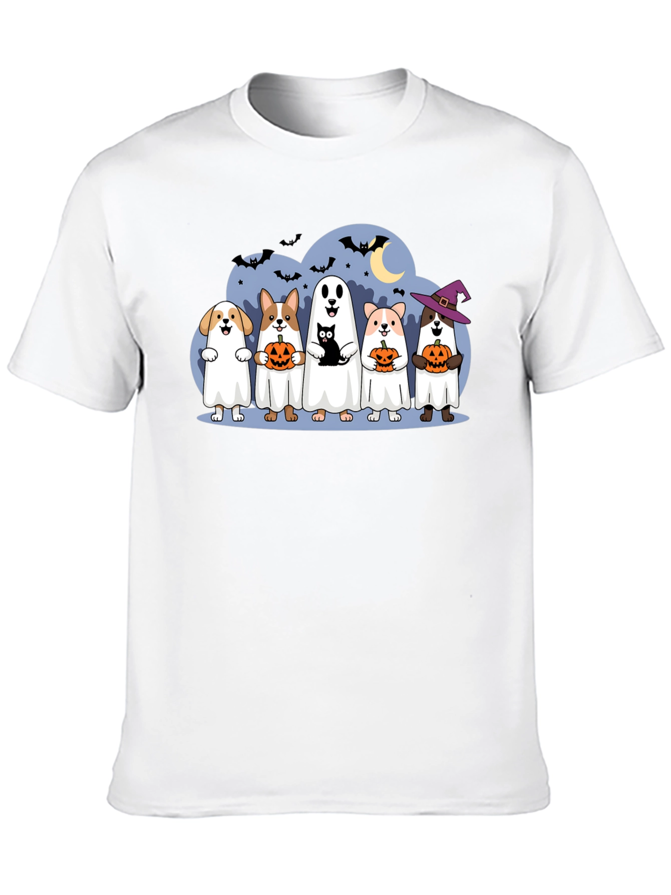 Halloween Dogs & Cat Ghost Costume T-Shirt