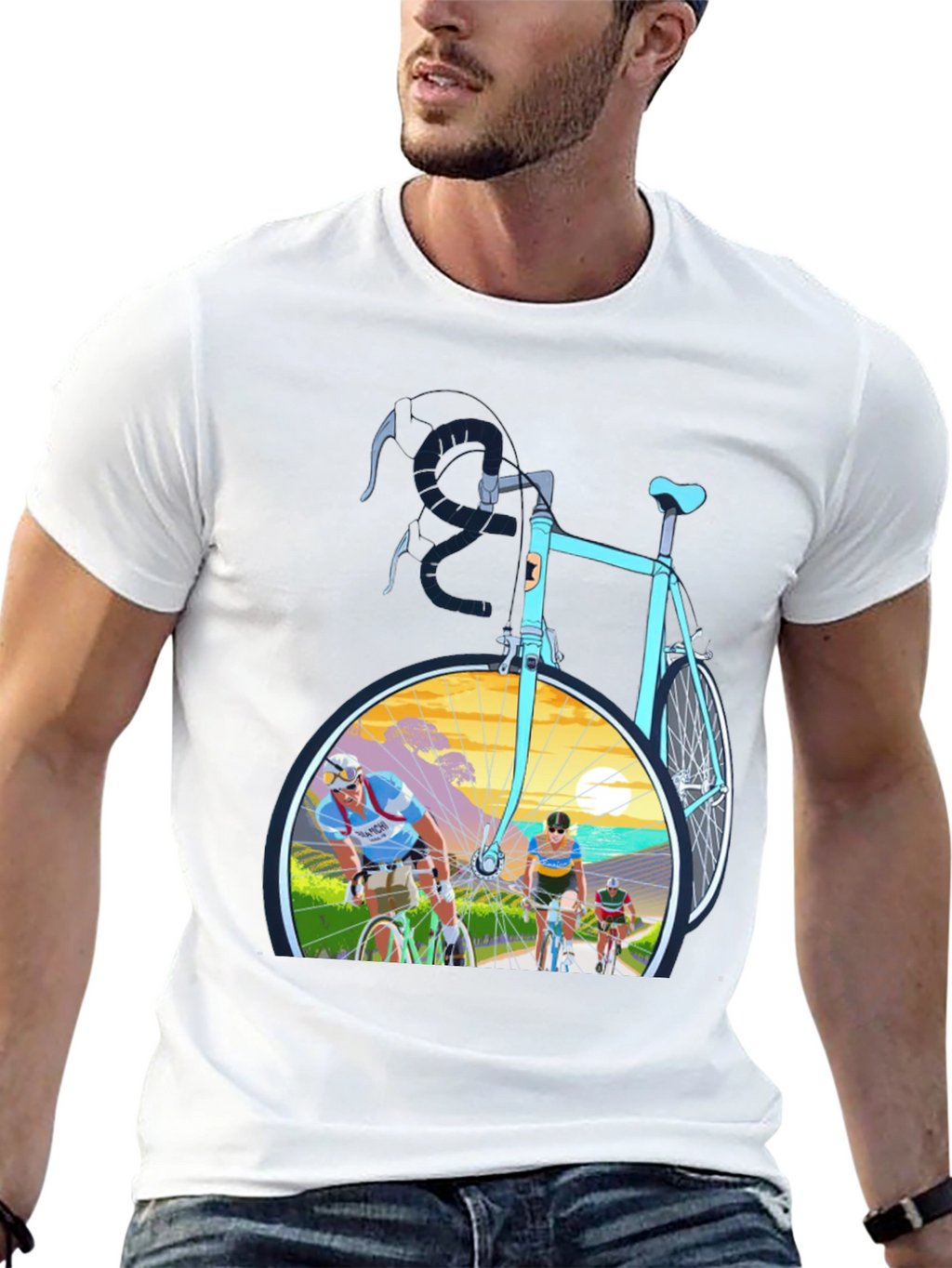 Retro Cycling T-Shirt - Mens Black Graphic Tee