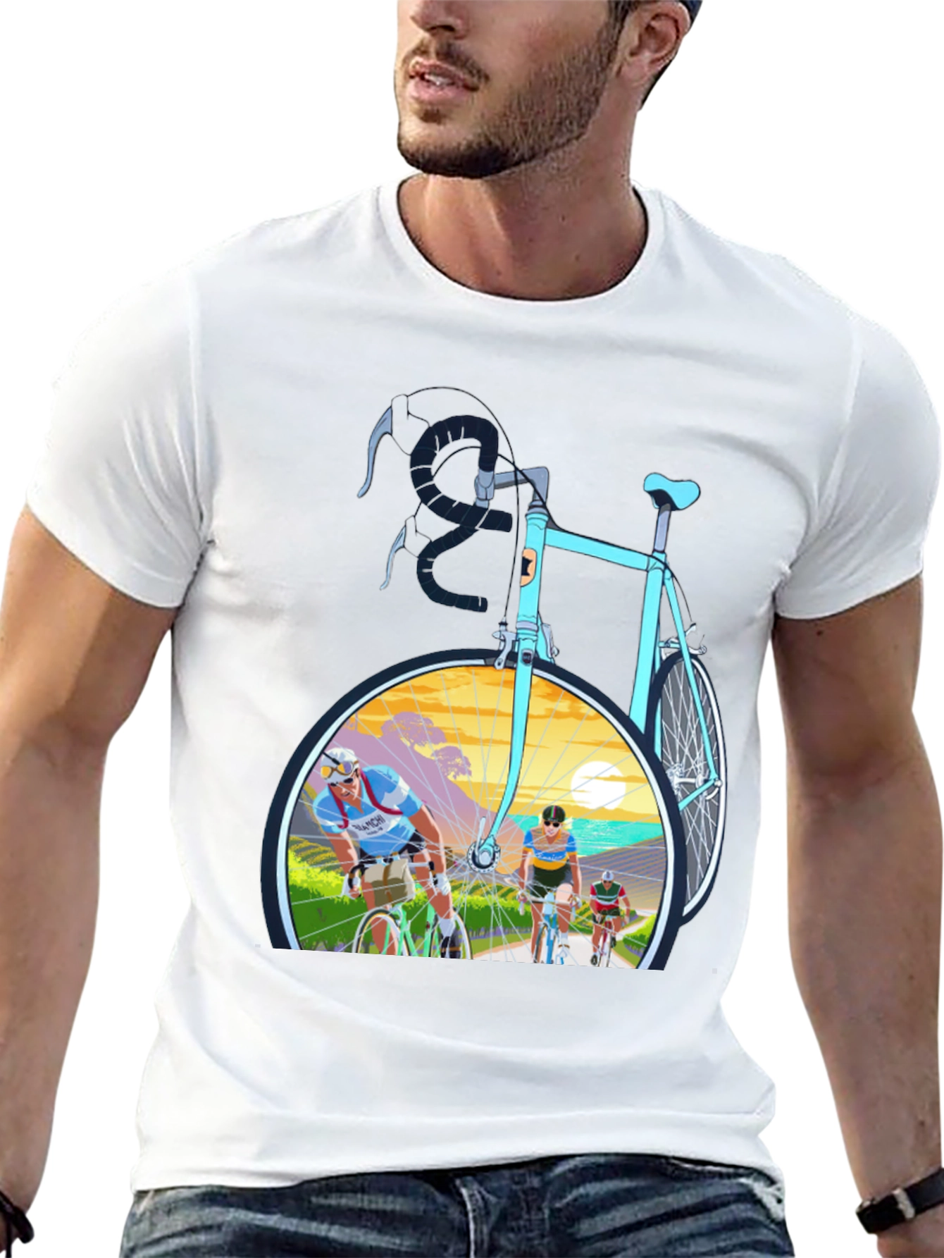 Retro Cycling T-Shirt - Mens Black Graphic Tee