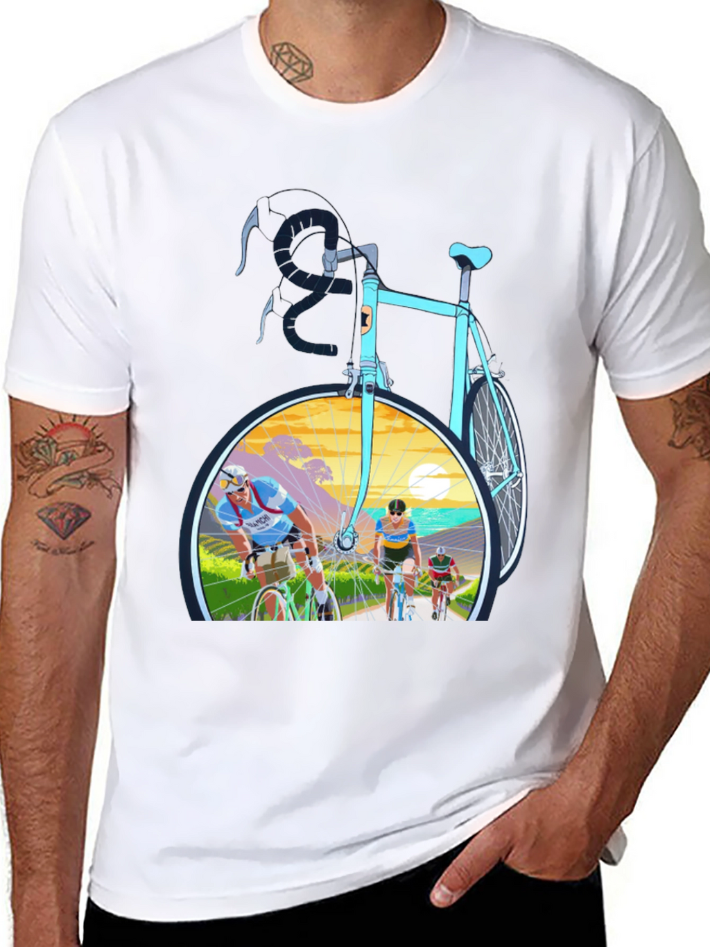 Retro Cycling T-Shirt - Mens Black Graphic Tee