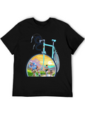 Retro Cycling T-Shirt - Mens Black Graphic Tee