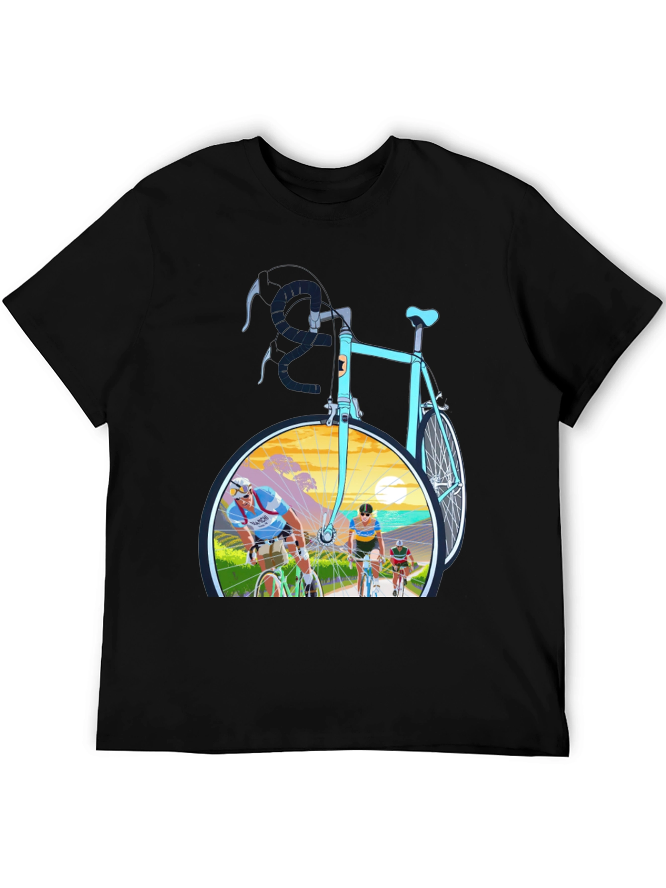 Retro Cycling T-Shirt - Mens Black Graphic Tee