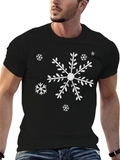 Snowflake Graphic Tee - Black Cotton Holiday Shirt
